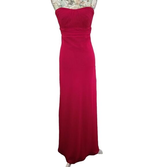 Formal Red Strapless Sweetheart Flowy Long Maxi Dress David's Bridal - Picture 10 of 10